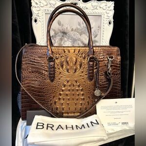 🤎BRAHMIN Ombre Melbourne Collection Ganache Finley Carryall Satchel Bag🤎NWT